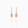 Macro shot of 18K gold plated ice cream earrings featuring pink and white zircon stones - Ice Lolly Shape (EH00718) / Gold