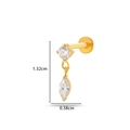 Titanium G23 gold piercing jewelry with crystal pendant, dimensions 1.32cm by 0.38cm - Marquise Dangle Style (589-7# Gold)