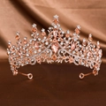 Elegant rose gold bridal tiara with sparkling champagne water-drop gemstones - Champagne