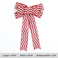 Christmas burlap bow with red and white zigzag pattern measuring 20x30 cm for holiday decor - Red and White Striped