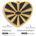18K gold plated stainless steel heart pendant with blue enamel eye and size details - Blue Eye Pendant (PJ92414C)