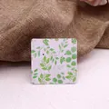 Pastel pink floral earring display card with green leaves on a square card - Floral Sea Series No. 15 - Pink Green Leaves