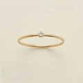 Minimalist 14K gold plated stainless steel ring featuring a 2mm APR-CRYSTAL gemstone - US 7 / Gold April White Crystal