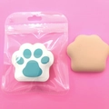 Morbide spugne per trucco Rubycell a forma di zampa di gatto con confezione blu - Borsa Trasparente Zampa di Gatto Verde