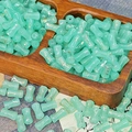 Light green bamboo joint glass beads with gold marbling finish for DIY jewelry - Cyan Blue (Brushed Jade 6x12mm)