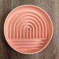 Round pink-orange silicone slow feeder bowl with rainbow maze for dogs and cats - High Quality Bowl / Neon Pink