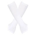White high-elastic ice silk cooling arm sleeves with thumb holes for sun protection - Pure White
