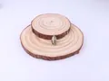 Natural light green stone pendant with gold wire wrap on wooden slices background - 8x26mm / Green Strawberry Quartz