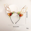 Christmas reindeer antler headband with red berries, pine needles and gold glitter deer - Bell Reindeer