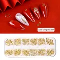 Kit decorazioni unghie in lega dorata con varie forme geometriche in scatola da 12 vani - Scatola Lunga in Lega 03#(F773-3)