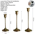 Three-piece set of elegant gold iron candle holders in varying heights for home decor - Bell Style Large, Medium and Small Combination / Natural Copper