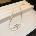 Collier élégant en perles blanches avec fermoir mousqueton doré ajustable et chaîne d'extension - Perle en forme de riz blanc (87# Collier-Plaqué Or)