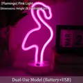 Pink Flamingo Neon LED Light with round base dual USB and battery power decoration - Flamingo Pink Light