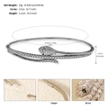 Silver snake bangle with green zircon eyes and clear crystals, 17cm inner circumference - Snake Green Eye (BS-J5513S) / Silver