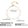 Details des vergoldeten Edelstahlarmbands mit Zirkonia-Anhängern inklusive Maßen und Gewicht - 15.5+5cm / Gold Armband