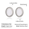 Detailed size and material specs for silver and white enamel stainless steel earrings - Silver Border White Enamel (YYE025010-PW)