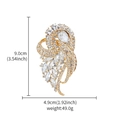 Golden streamline brooch with crystals, size 9.0cm by 4.9cm on white background - XD10890-1 Golden Streamline