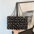 Elegante borsa da sera in pizzo nero con perle bianche e tracolla a catena d'argento - Perline / Nero Pizzo Perla