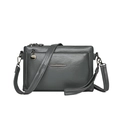 Sleek gray PU leather crossbody bag with multiple pockets and adjustable strap - Dark Gray