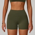 Olivgrüne Yoga-Shorts mit hoher Taille, nahtlosem Stoff und Bauchkontrolle für Fitness - S / Rebengrün