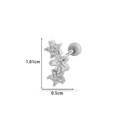 Silver flower and star titanium steel cartilage earring with clear zircon inlay - Flower Star Cluster Style (3#) / Silver