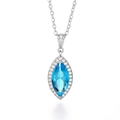 Elegante collana con pendente in acquamarina taglio marquise e zirconi in argento - Aqua