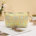 Irisierende Spitze Kosmetiktasche mit buntem Glitzereffekt und praktischer Handschlaufe - Klein / Gelb