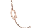 Rose gold stainless steel necklace chain featuring a polished letter Q alphabet pendant - Letter Q / Rose Gold