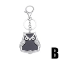 Simpatico portachiavi a forma di gufo in lega d'argento e smalto nero per borse - Stile B-Gufo in Smalto Traforato Nero