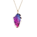 Blue-pink gradient triangular crystal pendant with golden chain for women - Blue-Pink Gradient