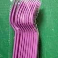 Disposable purple plastic forks for space themed birthday party table supplies - Purple Fork