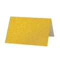 Macro shot of glittery gold folded table card for weddings and event seating names - Glitter Gold