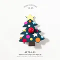 Pince à cheveux sapin de Noël vert avec ornements colorés et étoile au sommet - Sapin de Noël Bleu (AFTS4-11)