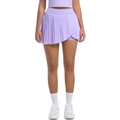 Dettaglio della gonna pantalone a pieghe lavanda con orlo asimmetrico e shorts interni - S / Viola da Sogno