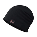 Schwarze Rippstrick-Beanie für Damen und Herren mit pinkem FASHION-Label-Stick - Einheitsgröße / Schwarz