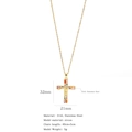 Gold cross necklace in stainless steel with colorful zircon inlay and adjustable chain - Cross G07
