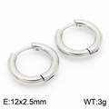Pair of silver 304 stainless steel hoop earrings measuring 12x2.5mm and weighing 3g - 12*2.5mm Steel Color Ke113193-zz / A Pair Of [inner Diameters]