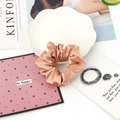 Elegant champagne satin silk scrunchie with a glossy finish on a decorative tray - 3#-Champagne