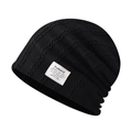 Bonnet en maille torsadée noire classique pour hommes et femmes avec étiquette blanche - Noir