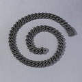 Collana Cuban Link grigio canna di fucile hip hop con cristalli scintillanti a diamante - Collana / 20 pollici (50cm) / Nero