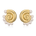 18K gold plated seashell earrings with white pearls for a bohemian beach style - Style B: Gold