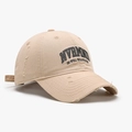 Distressed khaki baseball cap featuring vintage embroidery and frayed brim detail - Adjustable / Khaki