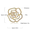 Golden camellia flower brooch with hollow alloy design and sparkling rhinestones - Gold Hollow Camellia Style (HC0311金)