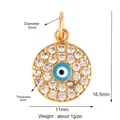 Golden Evil Eye pendant charm with white cubic zirconia pavé and blue enamel eye - Gold Micro-pave Round Blue Eye Style (K097704L1K2-Gold)
