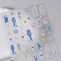 Holographic nail sticker M-733 with laser mermaid and star patterns for nail art - Holographic Embossed Style (M-733)
