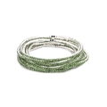 Elastic bridal bracelet featuring multi-layer green rhinestones on a silver metal base - Silver Multi-layer Bright Green Rhinestone