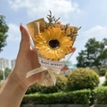 Handheld mini sunflower soap flower bouquet gift with dried flower accents and ribbons - Sunflower Kraft Paper