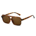 Square double bridge sunglasses with classic tortoiseshell frame and brown lenses - Leopard Frame Brown Lens