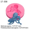 Pink octopus silicone mold for fondant baking and DIY resin crafts with size measurements - No. 1 Octopus / Pink