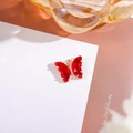 Exquisite red gradient crystal butterfly pendant with a gold frame for jewelry making - Red